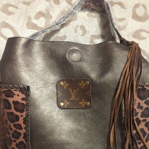 Metallic Brown and Leopard Shoulder Bag